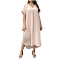 thumbnail image 1 of Spring Looks Good!ChaoHeng Plus Size Dresses Clearance Casual Summer Dresses for Women Clearance Ladies Casual V-Neck Short Sleeve Irregular Hem Dress, 1 of 1