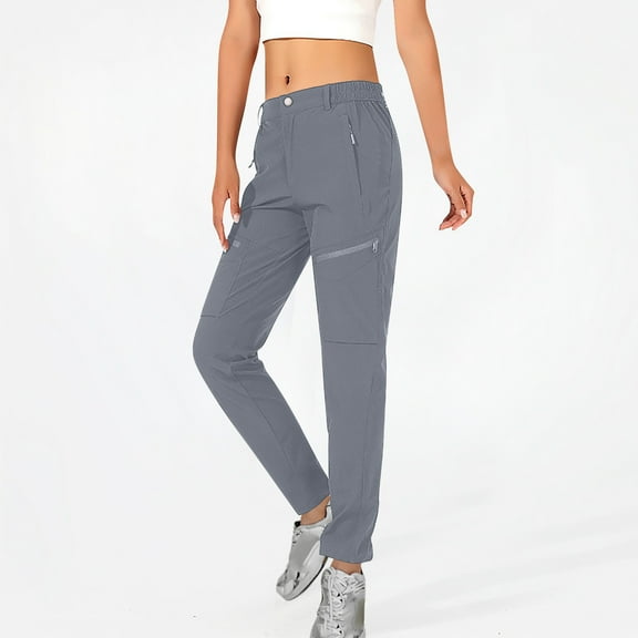 ChaoHeng Plus Size Pants for Women Women's Multi-Pocket Cargo Joggers Outdoor Hiking Convertible Tactical Pants with Drawstring Cuffs,Gray XXXXL