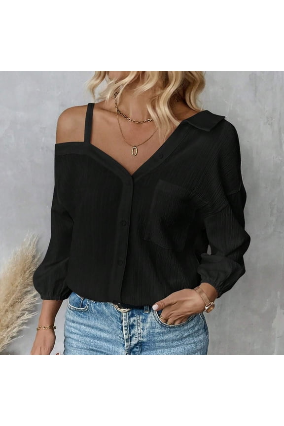 Plus Size Tops for Women Dressy 3/4 Sleeve Open Front Cardigan Textured Cover-Up Blouse Spring 2025 New,Black XL