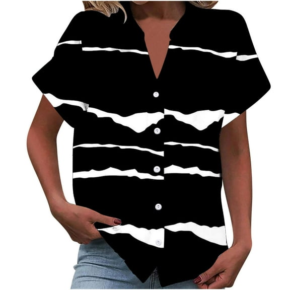 ChaoHeng Plus Size Women Tops Short Sleeve Women's Short Sleeved Fashionable Printed T-shirt Cardigan Loose And Women's Summer Casual Shirt Tops, of the Week