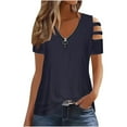 thumbnail image 1 of ChaoHeng Plus Size Women Tops and T-Shirts for Fall Summer Blouses for Women Deals 2024 Women's New Spring/summer Fashion Casual Mesh Zipper Short-sleeved T-shirt Top, 1 of 5
