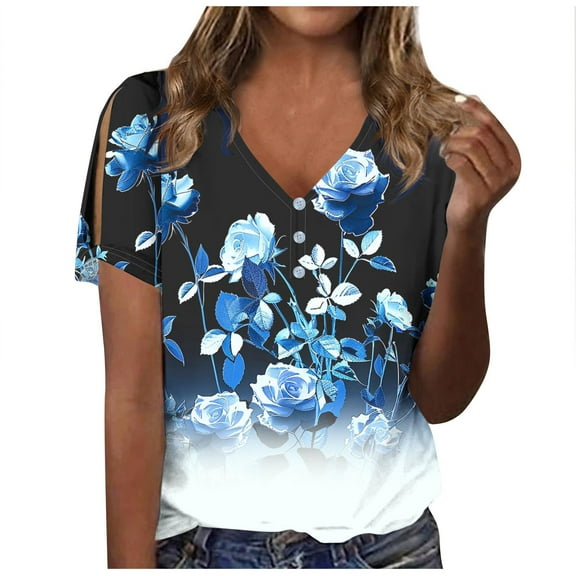 ChaoHeng Plus Size Women Tops and T-Shirts for Fall Trendy Blouse for Women 2025 Women Fashion Casual Shirts Short Sleeve Loose Tee Tops V Neck Blouse