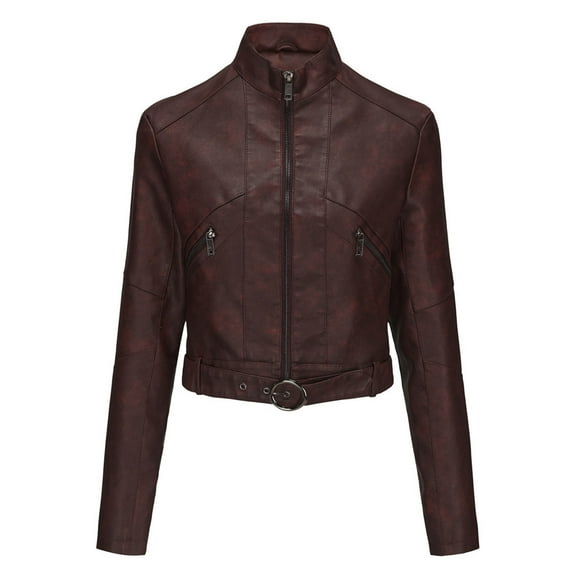 Spring Fashion!ChaoHeng Plus Size Womens Jackets Crochet Oversized,Womens Solid Color Short Zipper Casual Jacket Long Sleeve Hoodless Cardigan Tops Coat(Red,S)