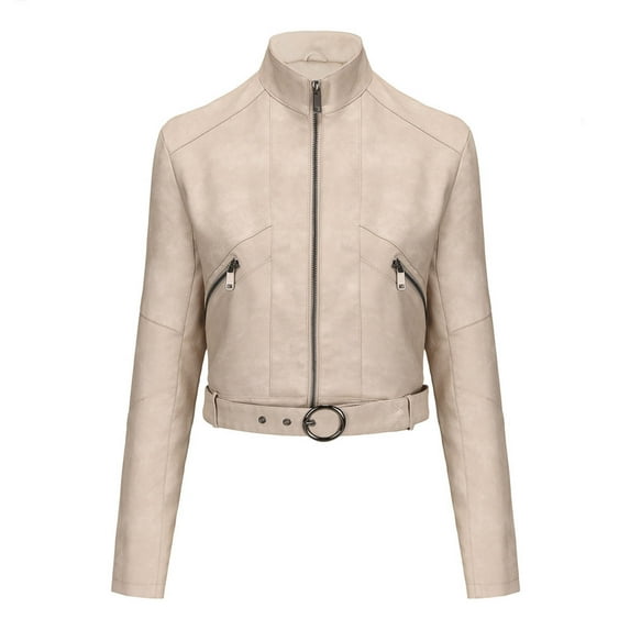 ChaoHeng Plus Size Womens Jackets Crochet Oversized,Womens Solid Color Short Zipper Casual Jacket Long Sleeve Hoodless Cardigan Tops Coat(White,S)