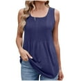 thumbnail image 1 of ChaoHeng Sleeveless Tops for Women Cotton Summer Tank Tops for Women Women Solid Color Round Neck Sleeveless Casual Tee Tops Tank, 1 of 8