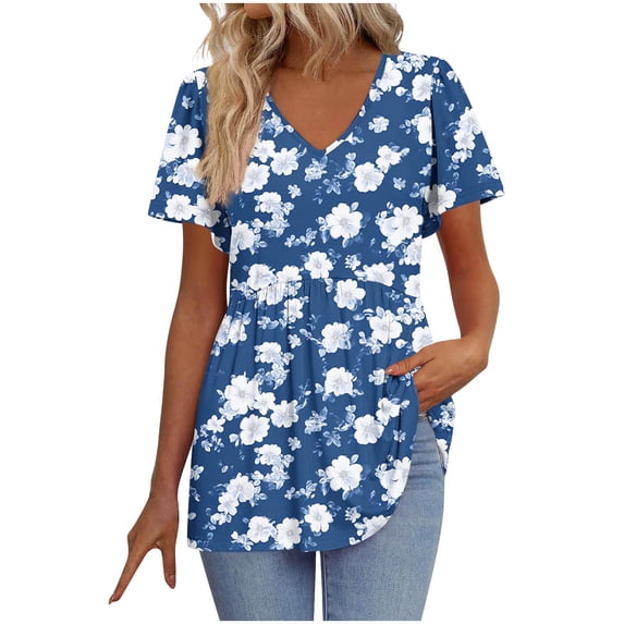 ChaoHeng Spring Tops for Women Work Women's Print Pleated Patchwork ...