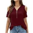 thumbnail image 1 of ChaoHeng Summer Blouses Plus Size Fashion Women Short Sleeve Garment Comfortable Breathable V-Neck Blouses Tops,Deals up to 50% off, 1 of 8