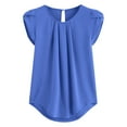 thumbnail image 1 of Spring Womens Clothes 2025!ChaoHeng Summer Blouses and Tops Women's Chiffon Solid Color Short Sleeve Round Neck Casual Shirt Short Sleeve Blouse, of the Day, 1 of 8