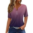 thumbnail image 1 of ChaoHeng Summer Blouses for Women Plus Size Women Tops Short Sleeve Women's Casual Gradient Short-Sleeved V-Neck Top Blouse, 1 of 5