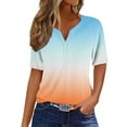 thumbnail image 1 of ChaoHeng Summer Blouses for Women Plus Size Women Tops Short Sleeve on Women's Casual Gradient Short-Sleeved V-Neck Top Blouse, 1 of 5