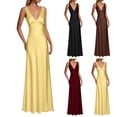 thumbnail image 1 of ChaoHeng Summer Dresses for Women 2026 Maxi for Solid V Neck Sleeveless Mid Waist Flowy Long Casual Coffee M, 1 of 5