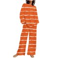 thumbnail image 1 of Spring Womens Clothes 2025!ChaoHeng Sweatsuit Sets for Women 2 Piece Lounge Set Loose,Women's Casual Printed Long Sleeved Round Neck Top With Pants Set,Orange,XXXXXL, 1 of 5