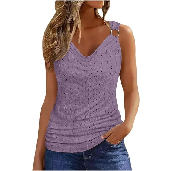 ChaoHeng Tank Shirts for Women Plus Size Summer Tank Tops for Women 3 Dollars Women's Casual Summer Solid V-Neck Sleeveless Tanks Top