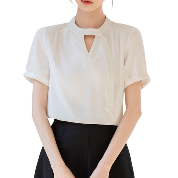 ChaoHeng Tank Tops Ladies' Three Quarter Sleeved V-neck Fashionable Top Quarter Sleeved V-neck Top/shirt White S