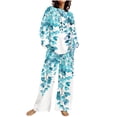 thumbnail image 1 of ChaoHeng Two Piece Outfits for Women 2025 Fall Plus Size,Women Casual Loose Fit Home Print Pants Long Sleeve Round-Neck Blouses Sets,Khaki,XXL, 1 of 5