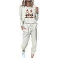 thumbnail image 1 of ChaoHeng Women 2 Piece Print Long Sleeve Round Neck Drawstring Sets 2024 Christmas Casual Fashion Trendy(White,S), 1 of 4