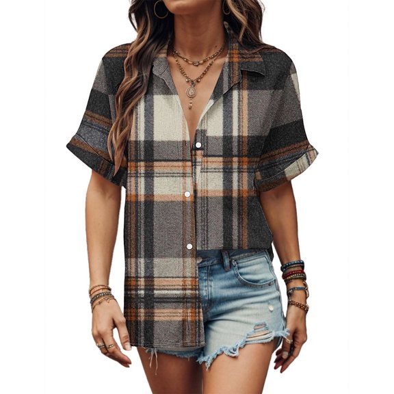 ChaoHeng Women Blouses Plus Trendy Tops for Women 2025 Women's Floral Print Fashion Button Shirt Female Lapel Neck Loose T-shirt Blouse