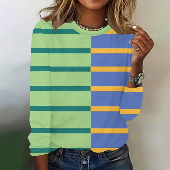 ChaoHeng Women Casual Long Sleeve Print Round Neck Loose T-Shirt Blouse Tops,Women's Sweatshirts and Hoodies Plus Size New Trendy(Purple,S)