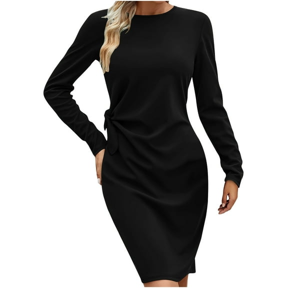 ChaoHeng Women Dresses $5.00 Trendy Dresses for Women 2025 Holiday Fashion Women's Spring/Summer Temperament Long Sleeve Round-Neck Dress