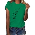 thumbnail image 1 of ChaoHeng Women Print Tops Summer Blouses Plus Size Shoulder Length Women's Fashionable Round Neck Letter Printed Short Sleeved T-shirt, 1 of 3