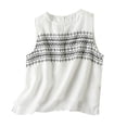 thumbnail image 1 of ChaoHeng Women Tank Tops Clearance under $10 Tops for Women Trendy 2025 Women's Spring/Summer Casual Fashion Loose Embroidered Ramie Sleeveless Top, 1 of 2