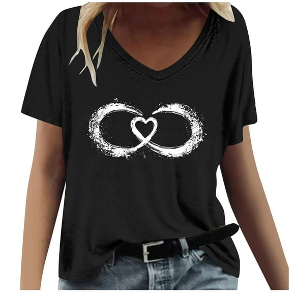 ChaoHeng Women Tops Summer Print Blouse Women Fashion Women Summer Print V-Neck T-Shirt Short Sleeve Casual Blouse Tops