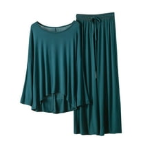 ChaoHeng Women's 2 Piece Lounge Sets Outfits Long Sleeve Pullover ,Women's Spring/Summer Thin Sleeves Large Size Casual Home Long Sleeved Pants Set,Army Green,XXL