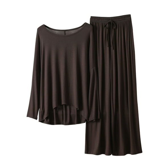 ChaoHeng Women's 2 Piece Lounge Sets Outfits Long Sleeve Pullover ,Women's Spring/Summer Thin Sleeves Large Size Casual Home Long Sleeved Pants Set,Coffee,M