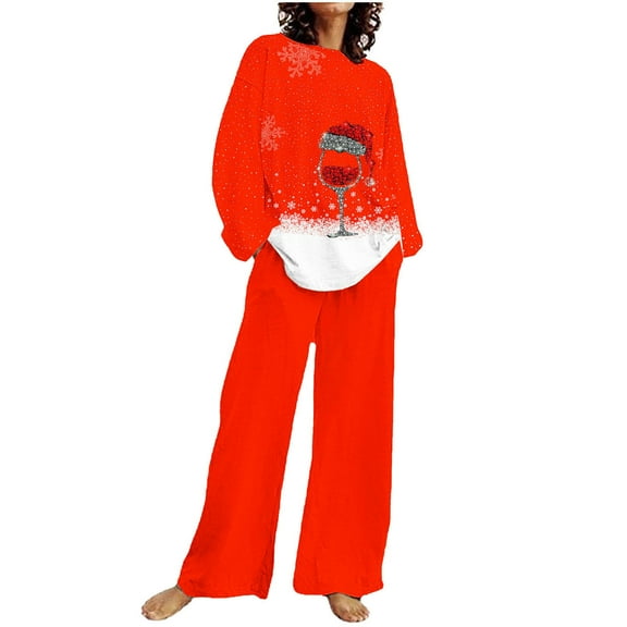ChaoHeng Women's 2 Piece Lounge Sets Outfits Long Sleeve Pullover Oversized for 2024 Christmas Save Up Under 50%(Red,XXXXXL)