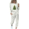 thumbnail image 1 of ChaoHeng Women's Christmas Fashionable Loose Print Long Sleeve Round Neck Drawstring Casual Sets(White,S), 1 of 4