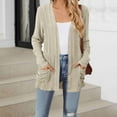 thumbnail image 1 of ChaoHeng Women's Fashion Brushed Stripe Long Sleeve Cardigan Coat,Ladies Jackets Lightweight Petite New Trendy(Beige,M), 1 of 4