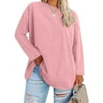 thumbnail image 1 of ChaoHeng Women's Oversized V-neck Long Sleeved Solid Color Summer Base T-shirt,Graphic Sweatshirts Women Solid Color Fashion Casual Trendy(Pink,XXXXXL), 1 of 5