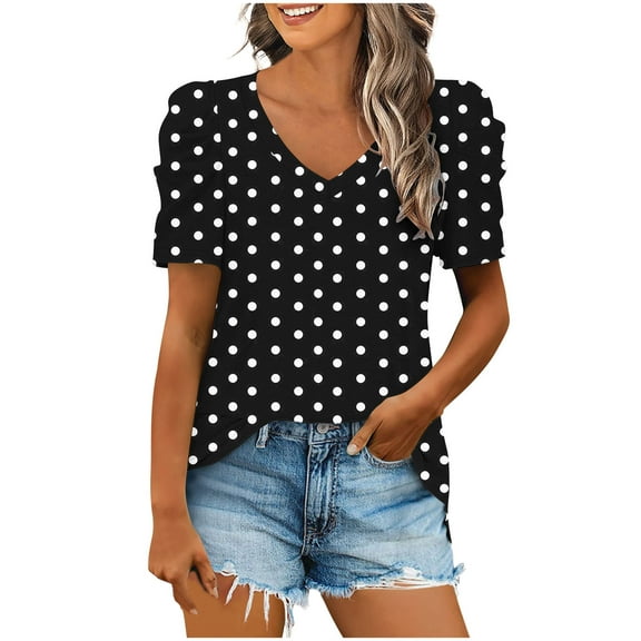 ChaoHeng Women's Plus Lightweight Tops for 2025 Spring/Summer Fashion Casual,Women Fashion Casual Short Sleeve Loose T-Shirt Blouse Tops(Black,S)
