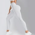 thumbnail image 1 of ChaoHeng Women's Seamless High-Waist Yoga Leggings Tummy Control Squat-Proof Gym Workout Tight,White L, 1 of 7
