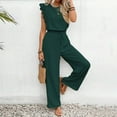 thumbnail image 1 of ChaoHeng Women's Solid Utility Jumpsuit Flutter Sleeve Square Neck Drawstring Casual Overalls,Green M, 1 of 5