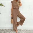 thumbnail image 1 of ChaoHeng Women's Solid Utility Jumpsuit Flutter Sleeve Square Neck Drawstring Casual Overalls,aki S, 1 of 5