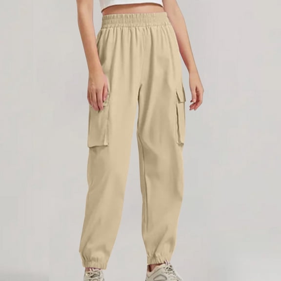 ChaoHeng Women's Utility Cargo Joggers High-Waist Drawstring Ankle Military Work Pants,aki S