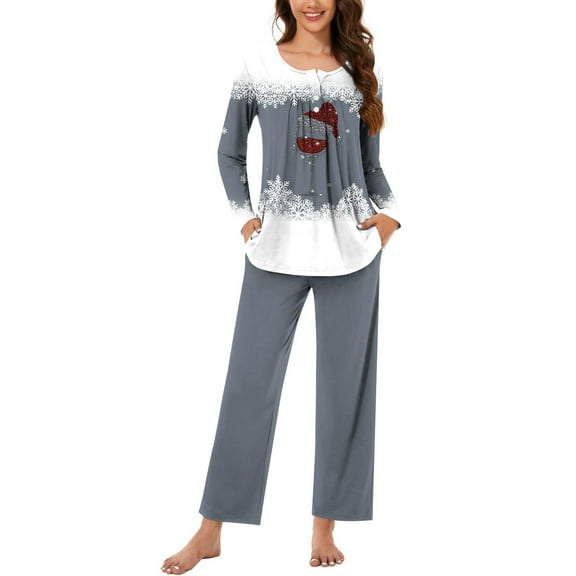 ChaoHeng Womens 2 Piece Outfit Lounge Set 2025 Christmas $10(Gray,S)