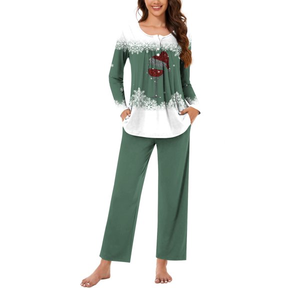 ChaoHeng Womens 2 Piece Outfit Lounge Set 2025 Christmas $10(Green,XXL)