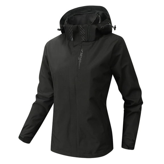 ChaoHeng Womens Coats Solid Color Pocket Zipper Tops ,Women Solid Color Fall and Winter Hoodies Loose Outdoor Sports Jacket Coat(Black,XL)