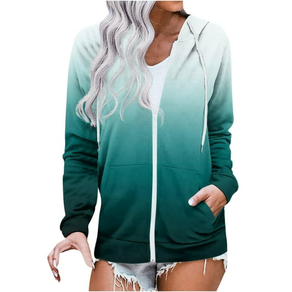 ChaoHeng Womens Coats and Jackets Winter,Women Fashion Printed Blouse Long Sleeve Tops Sweatshirt Pockets Hoodied Coat,Mint Green,L