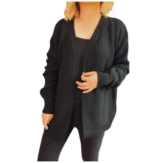 ChaoHeng Womens Jackets Lightweight with Hood Oversized,Womens Solid Color Plus Size Casual Loose Cardigan Jacket Long Sleeved Hooded Casual Jacket(Black,S)