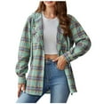 thumbnail image 1 of Summer Savings!ChaoHeng Womens Jackets Lightweight Plus Size 2024 Clearance,Women's Casual Plaid Pocket Long Sleeved Hooded Jacket Top,Green,S, 1 of 7