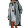 thumbnail image 1 of ChaoHeng Womens Jackets Lightweight Plus Size 2025 Fall,Women Fall Fashion Lapel Button Long Sleeve Split Over Size Collar Overcoat(Light Blue,S), 1 of 9