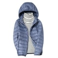 thumbnail image 1 of ChaoHeng Womens Jackets Lightweight Solid Color Tops Trendy,Women's Jacket Lightweight Hooded Short Korean Style Extra Large Size Plus White Down Warm Jacket(Blue,S), 1 of 7