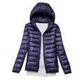 thumbnail image 1 of ChaoHeng Womens Jackets Lightweight Solid Color Tops Trendy,Women's Jacket Lightweight Hooded Short Korean Style Extra Large Size Plus White Down Warm Jacket(Navy,XXL), 1 of 7