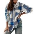 thumbnail image 1 of ChaoHeng Womens Jackets Lightweight for Winter Plus Size,Women's Winter Colorful Plaid Shirt Brushed Fleece Loose Casual Windproof Plaid Coat(Blue,S), 1 of 5