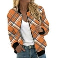 thumbnail image 1 of ChaoHeng Womens Jackets Plus Size No Hood,Women's Fashion Long Sleeve Zipper Print Outing Causal Coat Cardigan(Orange,S), 1 of 5