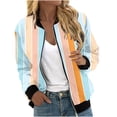 thumbnail image 1 of ChaoHeng Womens Jackets and Coats Fashion Casual,Women's Printed Cardigan Jacket Zippered Jacket Long Sleeved Casual Jacket(Light Blue,XL), 1 of 5