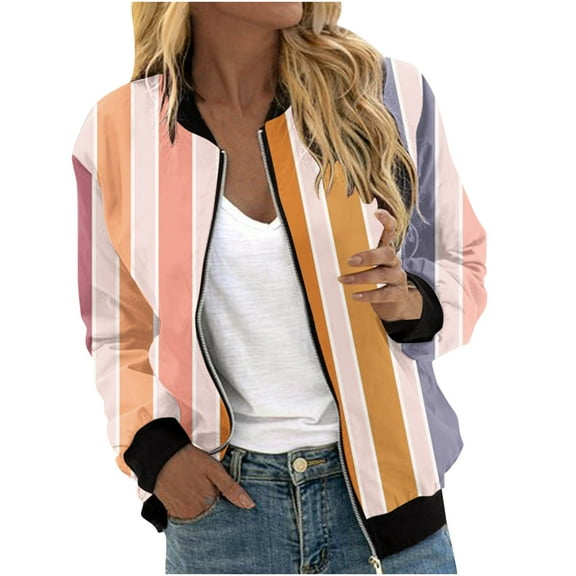 ChaoHeng Womens Jackets and Coats Clearance Fashion Casual,Women's Printed Cardigan Jacket Zippered Jacket Long Sleeved Casual Jacket(Purple,S)
